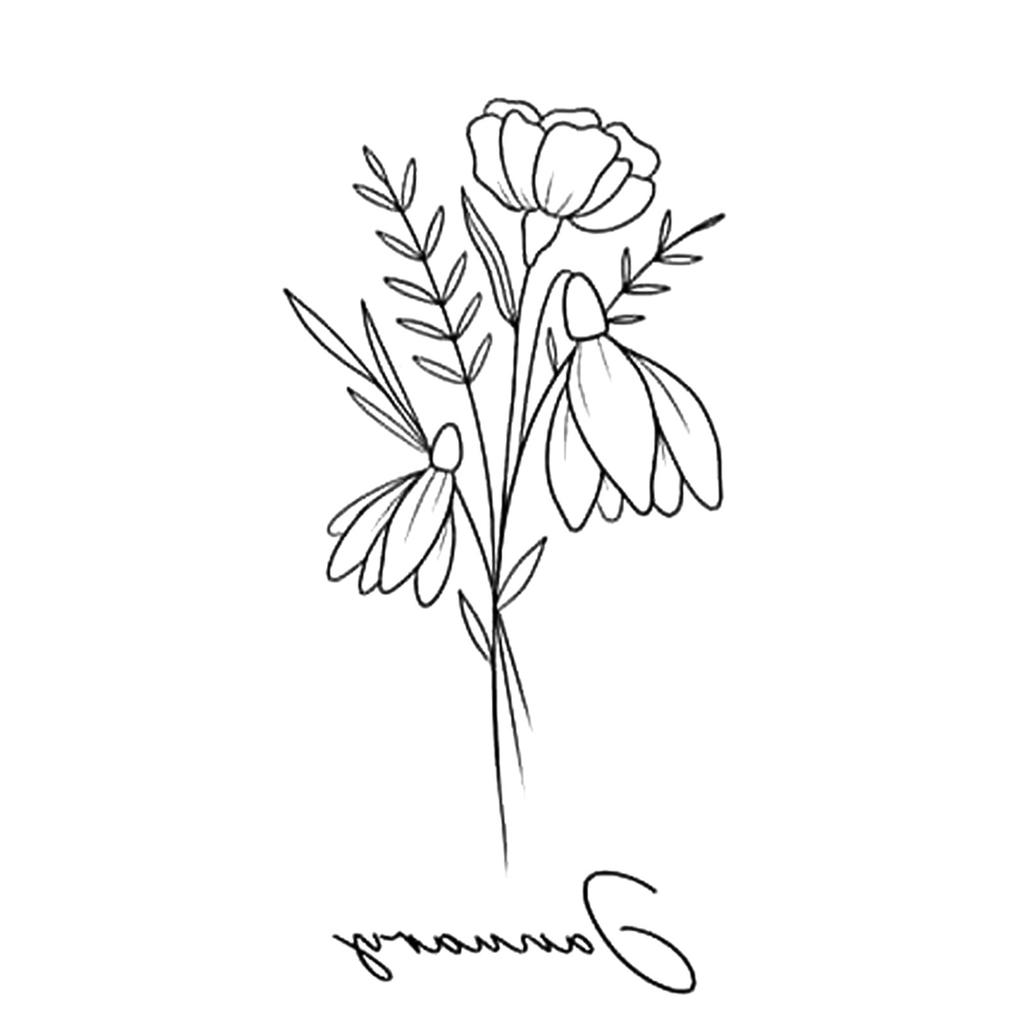 High-End Small Fresh Color Beautiful English Flower Hand Collarbone Simulation Flower Tattoo Sticker