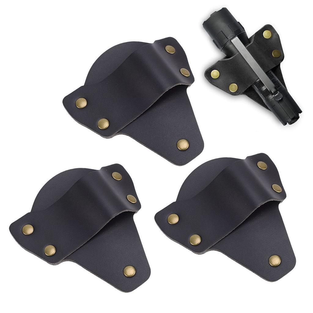 3 Pcs Flashlight Suitable for PolyTac 88850 Flashlight PU Leather Belt Holder
