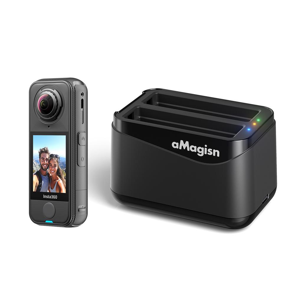 AMAGISN Dual-Slot Schnellladestation für Insta360 X4 Air Action-Kamera