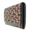 Inden Long Black with Pink [Inden-ya] Wallet, Thin, Deerskin, Lacquer, Forget-Me-Not Pattern, 2311-51-181