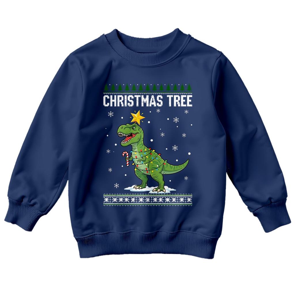 Dinosaur Christmas Tree Christmas Holiday Sweatshirt T Rex Jumper