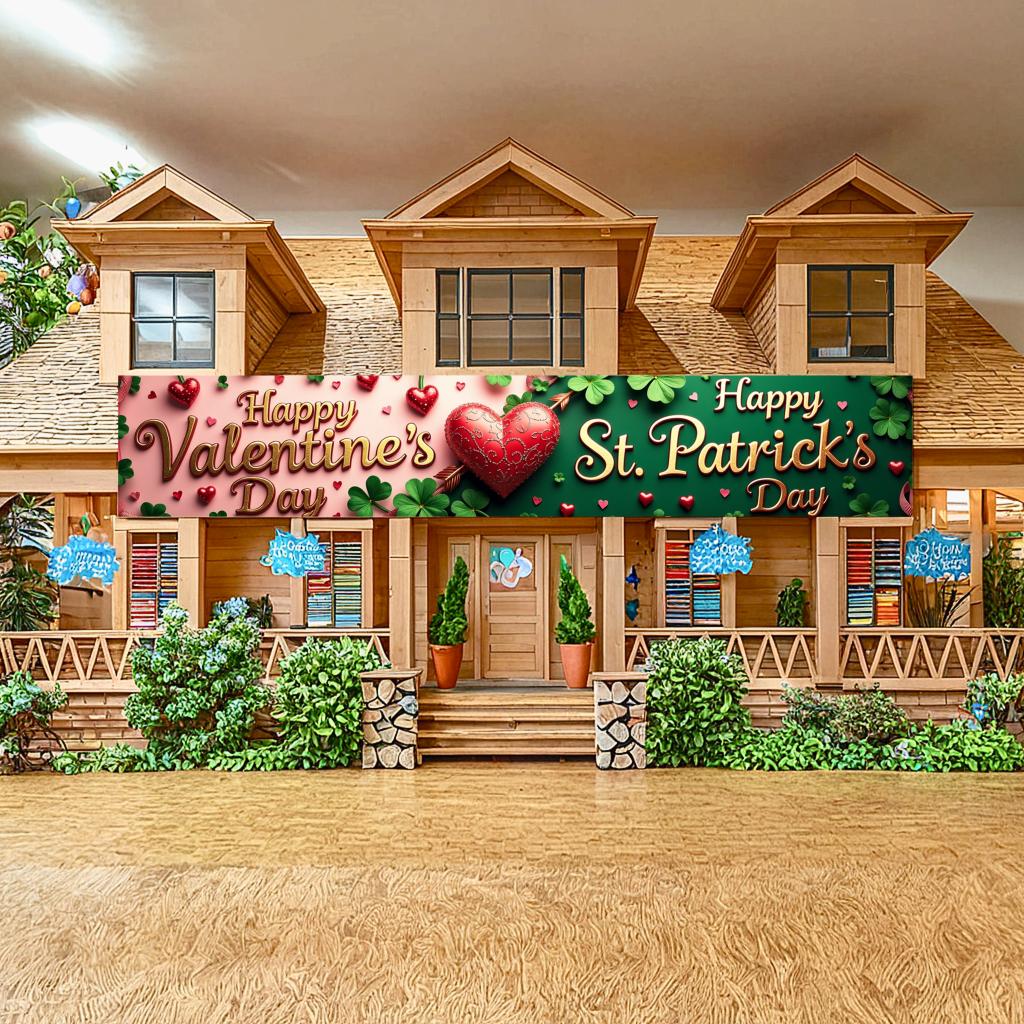 Romantic Large Decoration Shamrock Theme Party Event Banner for StPatrick's Day Holiday Party Romantic Event