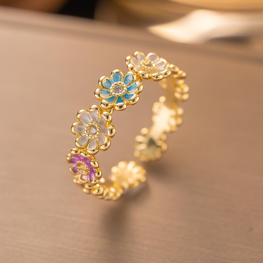 Micro-Inlaid Zircon Fashion Open Ring - Adjustable Luxury Index Finger Jewelry for Women