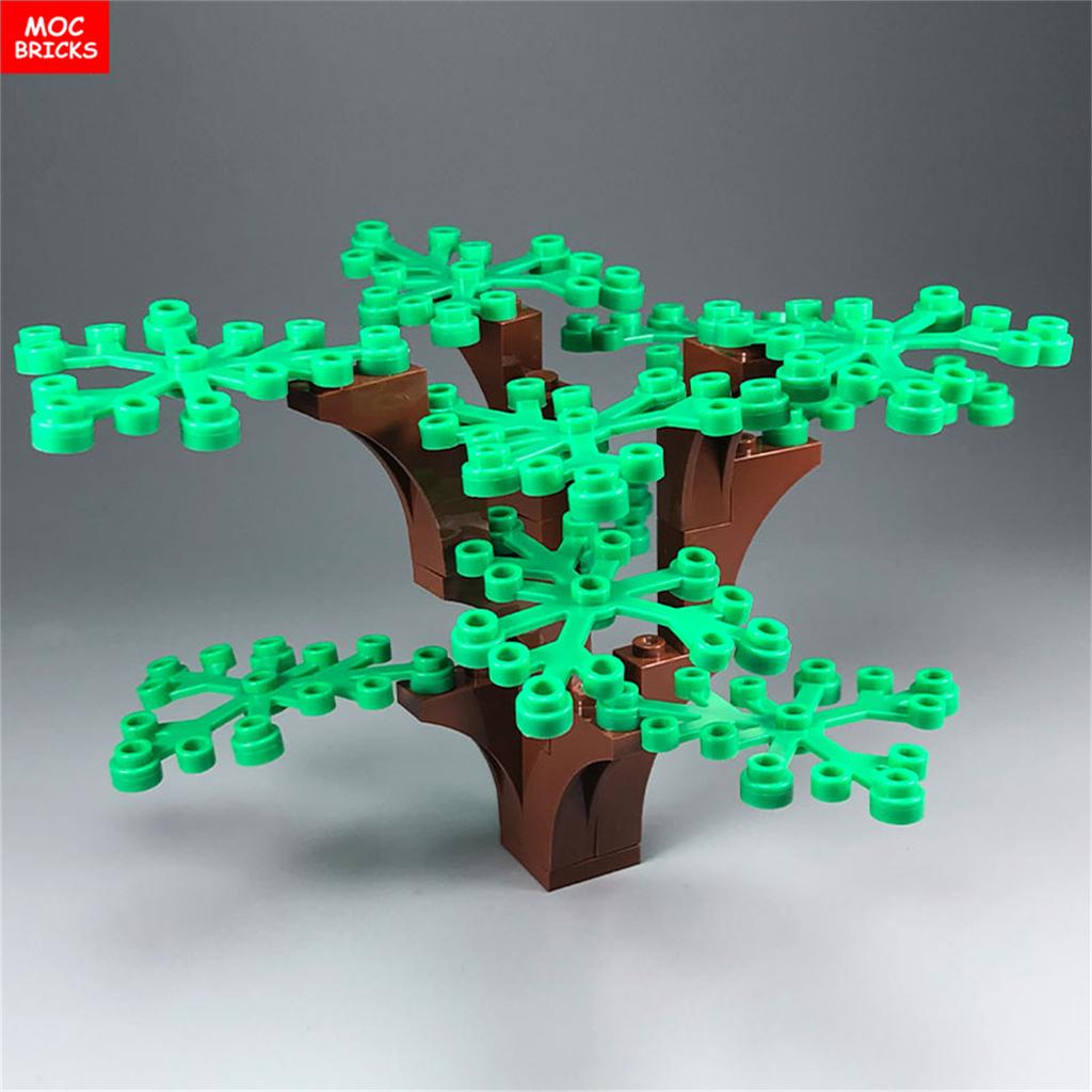 MOC Bricks Green Tree Series Construction Building Blocks Plant City Garden Street Lake View Park Jungle Christmas Toys For Kids