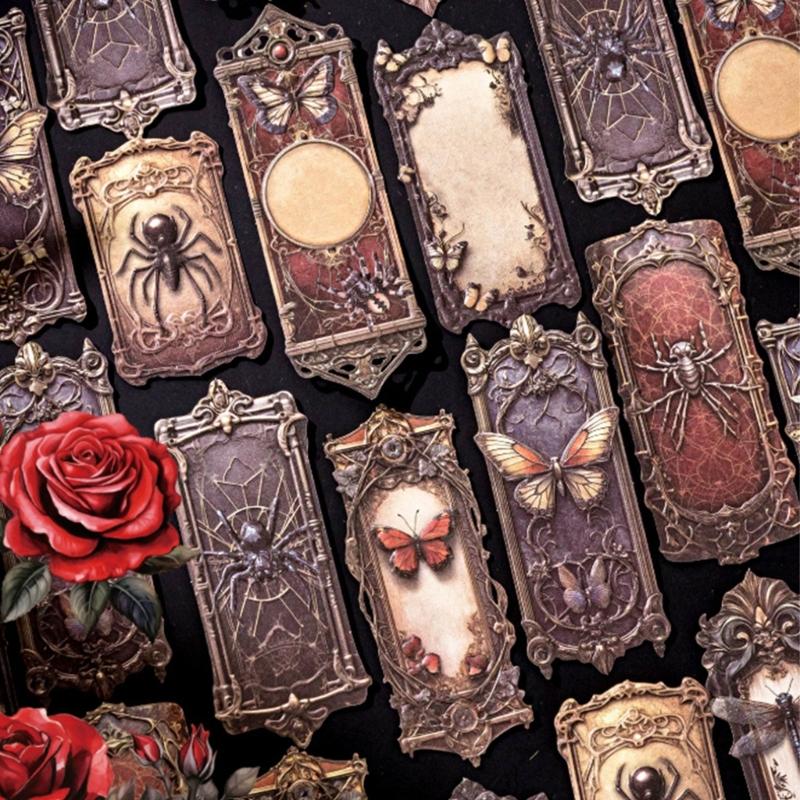 20Pieces Aesthetic Goth Embossed Sticker Scrapbooking Sticker for Journal Notebook Water Bottle Photo Album Phone Case