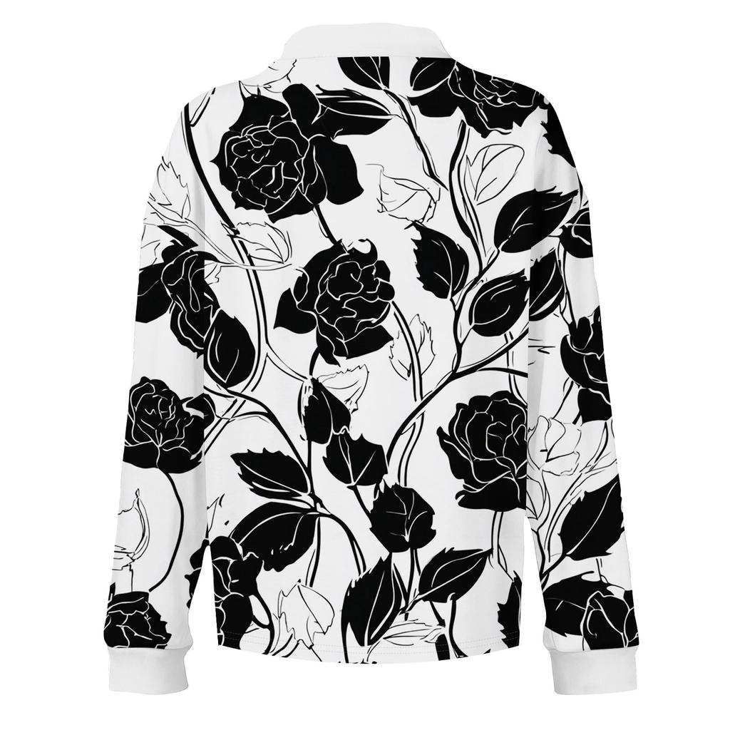 Women's Retro Street Lazy V,neck Long Sleeve Button Floral Print Pullover Top