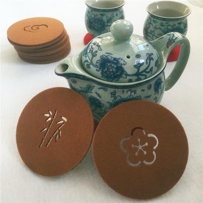 Non-Slip Colorful Felt Coaster for Tea Cups - Heat Insulation Dining Mat No