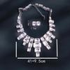 A set of necklace stud earrings fashionable colored crystal necklace jewelry luxury trend square full diamond