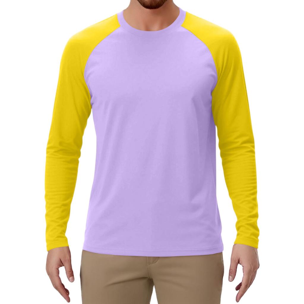 Men's Contrast Color Raglan Long Sleeve Sports Top