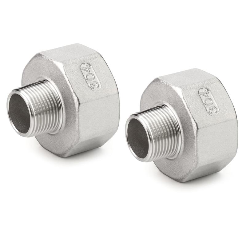  Industrial Grade Stainless Steel NPT Fitting 1.2 Inch to 3/4 Pipe Connection