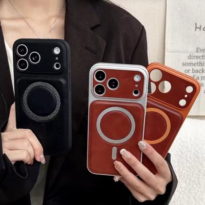 Fashion Matte For Magsafe Magnetic Phone Case For iPhone 17 16 15 14 13 Pro Max Wireless Charge Shockproof Leather Texture Cover
