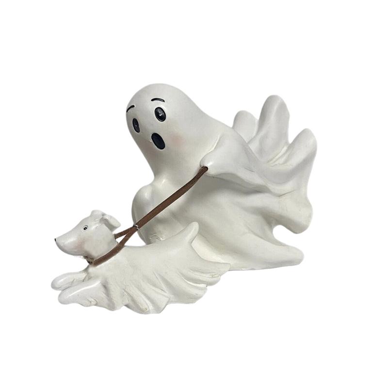 Ghost Walking Dog Statue, Cute Ghost Resin Figurine, Halloween Decorations For Party, Home, Bedroom, Shelf, Table Centerpiece
