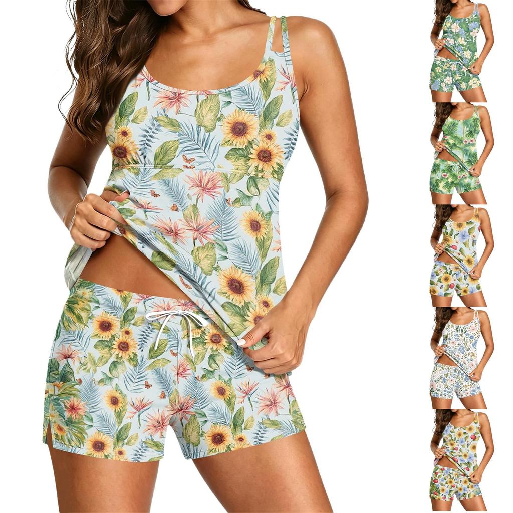 Women's Printed Split Swimsuit Sport Swimsuit Two-Piece Set