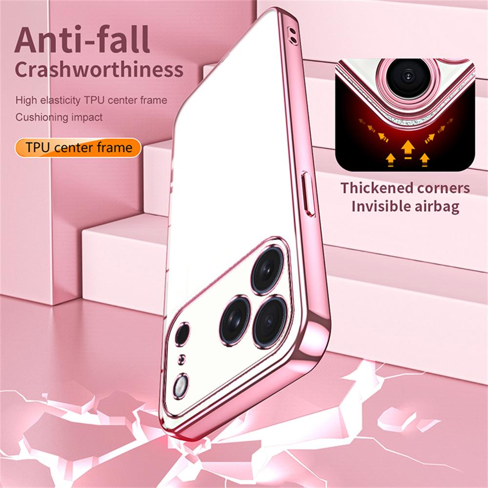 For iPhone 17 Pro Case Electroplating Frame Soft TPU Phone Cover