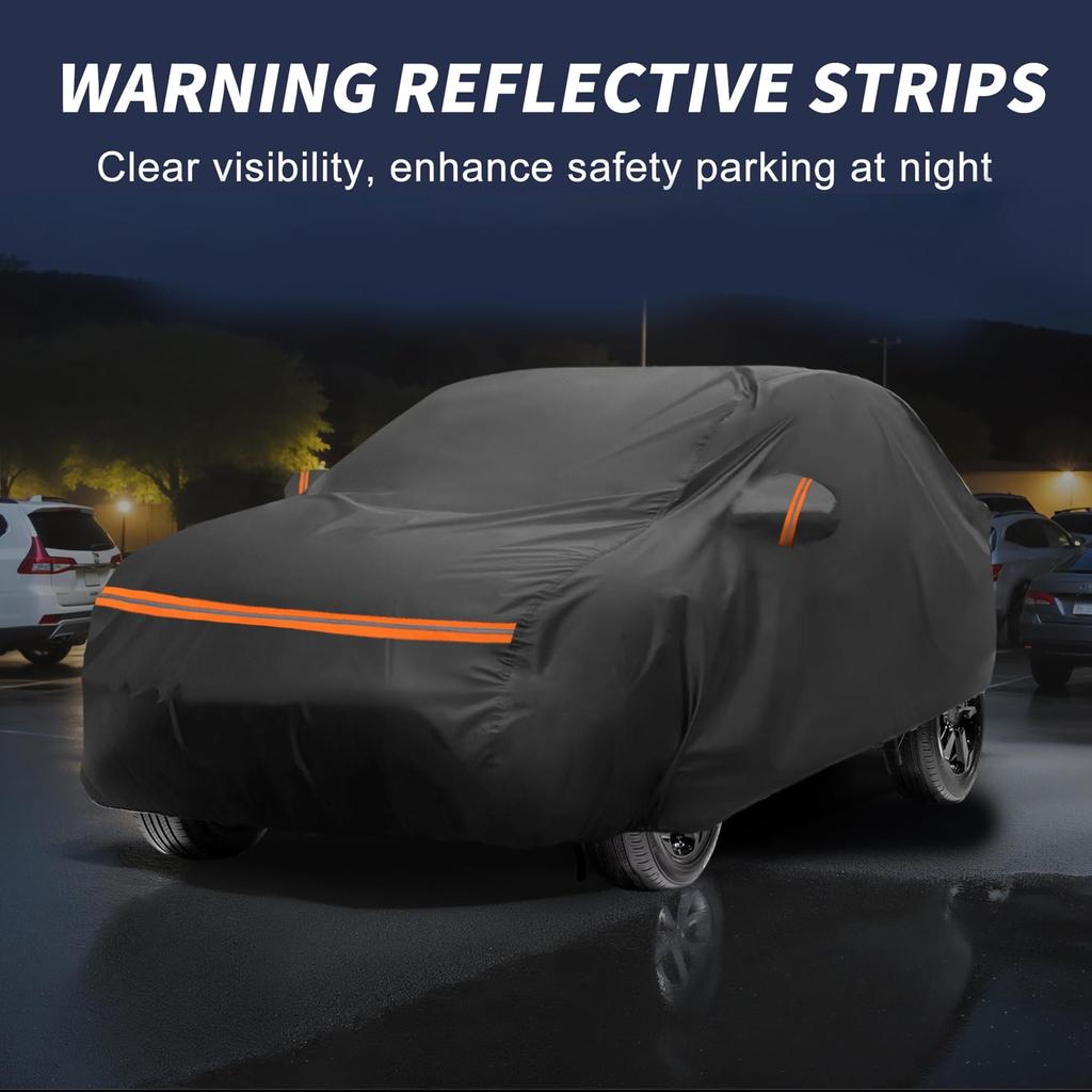 X AUTOHAUX Car Cover for Toyota RAV4 Made of PEVA Spunlace Body Hail Sun Rainy Season Flame Strong and Yellow Sand Passenger Door Black 2012-2023,