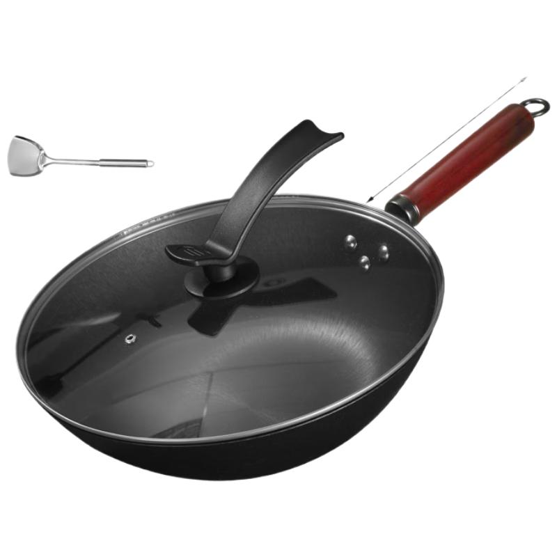 Yoshida Craftsman Sandalwood Handle Iron Wok