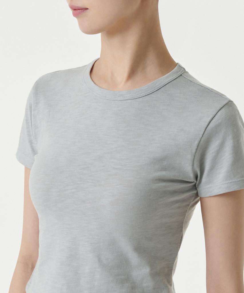 MUSINSA STANDARD WOMAN Women'S Slub Slim Crop Crew Neck T-Shirt [Melange Grey]