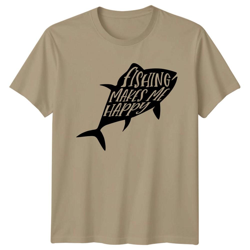 Fishing Makes Me Happy Unisexs TShirt Angling Hobby Tee S