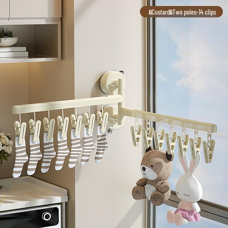 Saugfuß Socken Trockenständer: Mehrfach-Clip Faltbügel für Unterwäsche und Kleidung