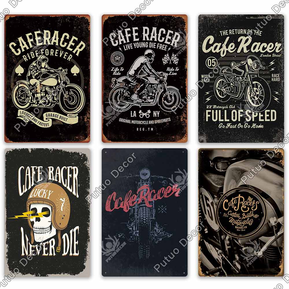 Putuo Decor Cafe Racer Vintage Tin Sign Plaque Metal Wall Art Stickers Garage Man Cave Pub Bar Retro Poster Iron Painting