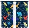 Boys Dinosaur Curtains,Cartoon Colorful Safari Animal Navy Blue Drapes Treatments For Boys Girls Children Nursery Living Room