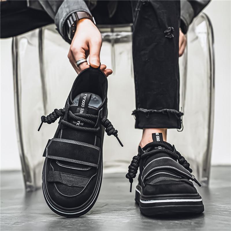 Fashion Hook Loop Men's Gray Sneakers Platform Casual Men Sneakers Comfortable Low-Cut Skateboard Shoes Men zapatillas de hombre