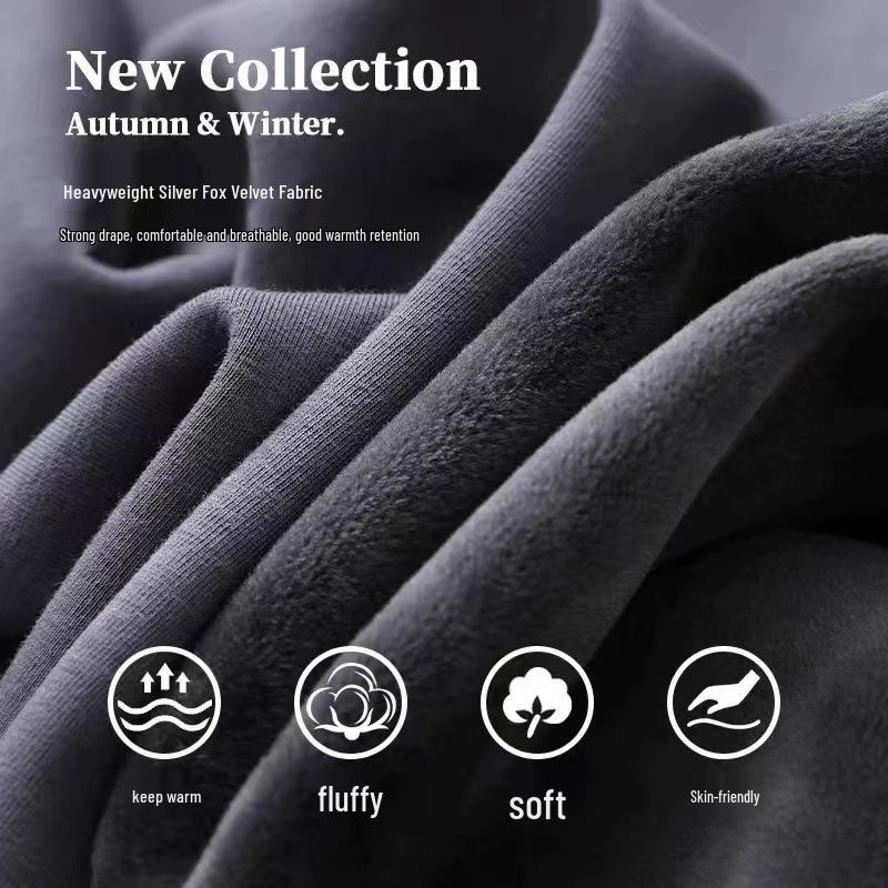 Men's American Style Fleece-Lined Hoodie 600G, Long Sleeve Round Neck Casual T-shirt, 2025 Collection.