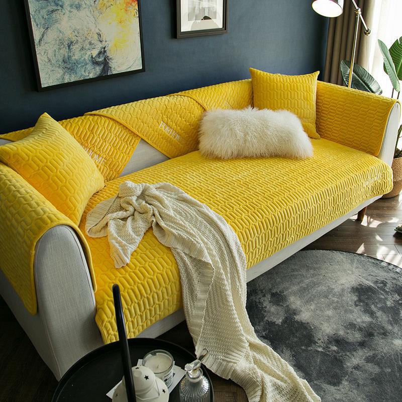 Plush Sofa Cushion Modern Solid Color Fabric Anti-slip Cushion Universal Living Room Thickening High-quality Sofa Decoration