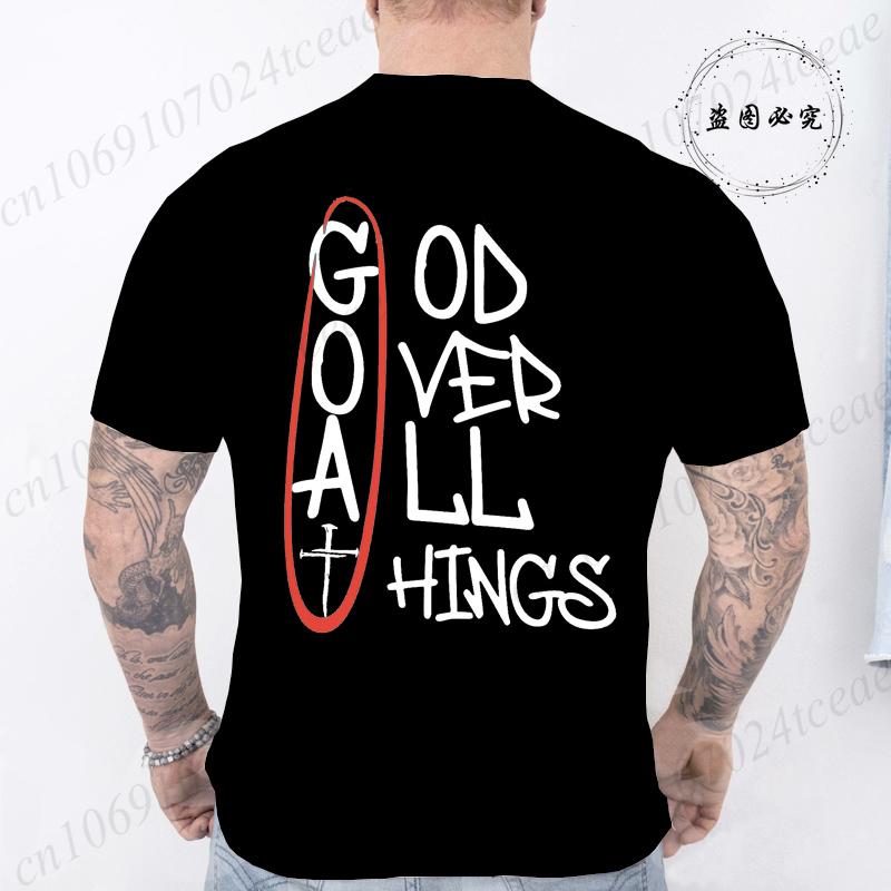 Mens God Over All Things Printed TShirt Oversized Vintage Clothing Graphic Tees for Men Women Short Sleeve Summer Shirts Tops
