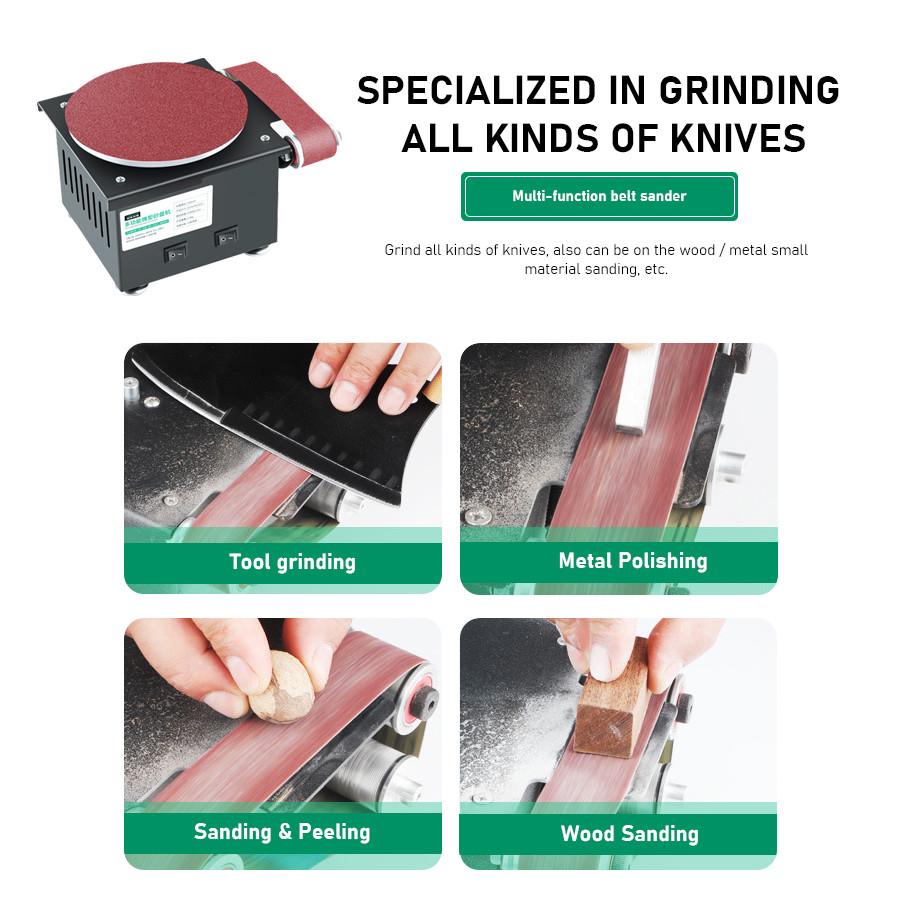 Multifunctional Electric Belt Sander Benchtop Grinding Polishing Machine High Speed Sanding Disc Machine Knife Sharpener