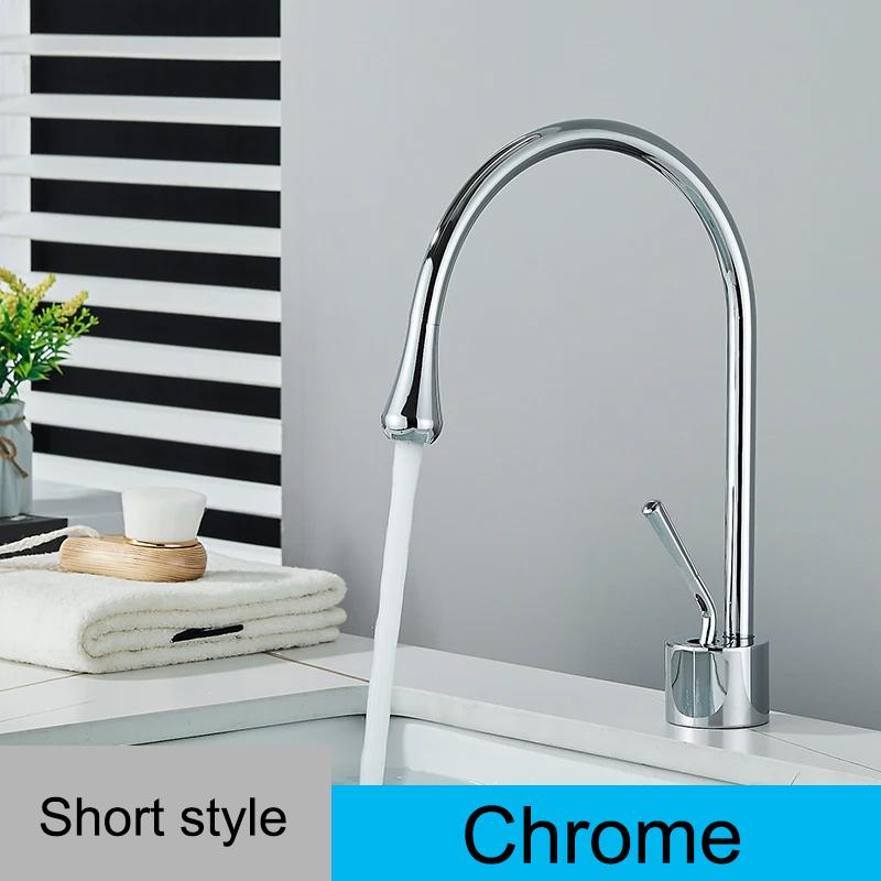 Modern Basin Faucet Brushed Gold Black Silver Faucet Deck Mounted 360 Rotation Basin Sink Tap Mixer Hot & Cold Brass Tap