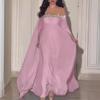 2023 Spring Summer Elegant High Waist Chiffon Evening Gown with Pearls