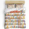 Bookshelf Library Book Printed Comfort Duvet Cover Pillow Case Home Textile Quilt Cover Boy Kid Teen Girl 3pcs Bedding Set