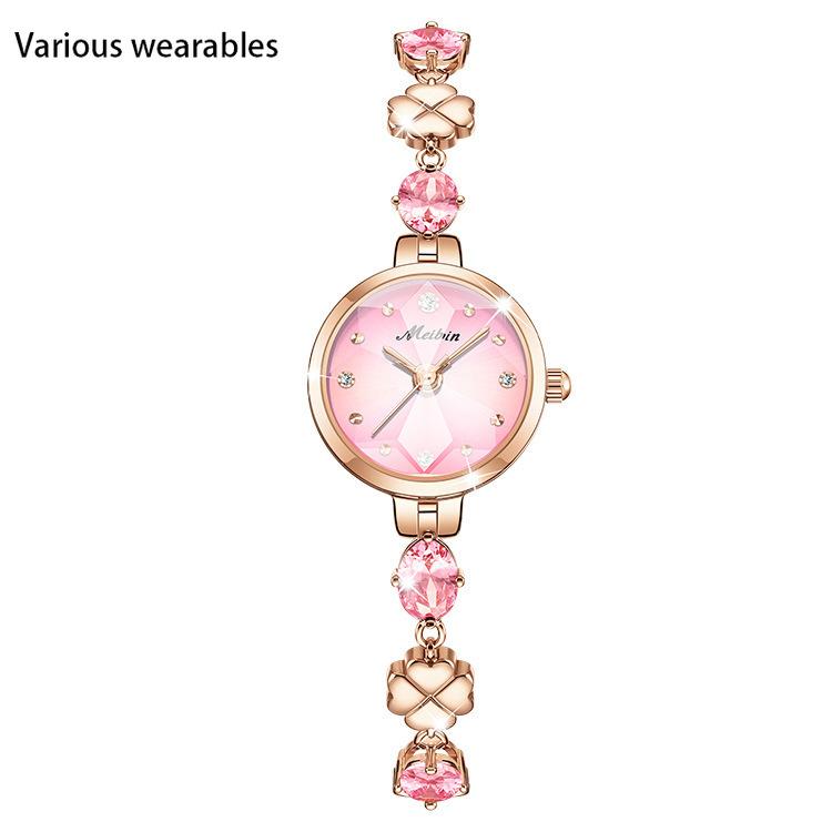 Modische Armbanduhr im Armbandstil, vielseitige Damen-Quarzuhr in Roségold, trendige Uhr, wasserdichtes Armband für Frauen