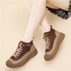 Leder High-Top dicke Sohle Herbst und Winter neu Ein-Pedal Damen Schuhe lässig Sport Rundkopf Schnürung Damen Arbeitskleidung Schuhe