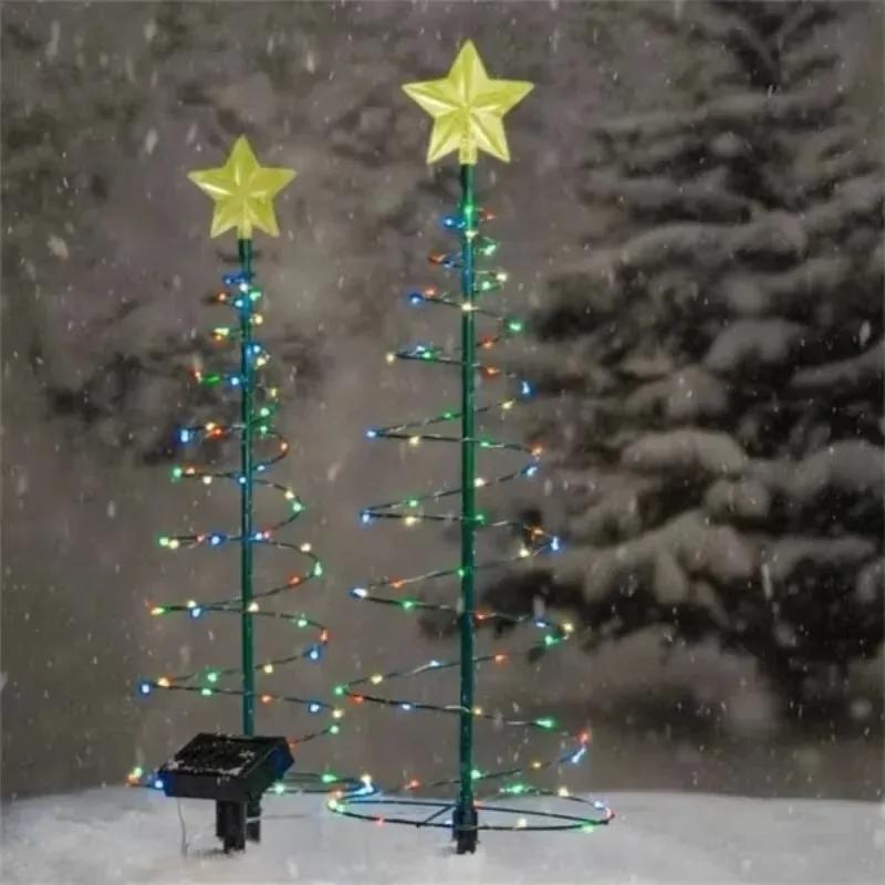 Solar Metal LED Christmas Tree Decoration String Lights Artificial Solar Christmas Tree Lawn Lights Solar LED Landscape Lights