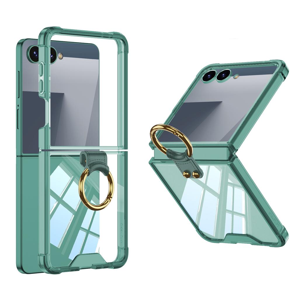 Samsung Zflip7 Mobile Phone Case Transparent Airbag Ring Connected Simple Anti Fall Folding Full Package
