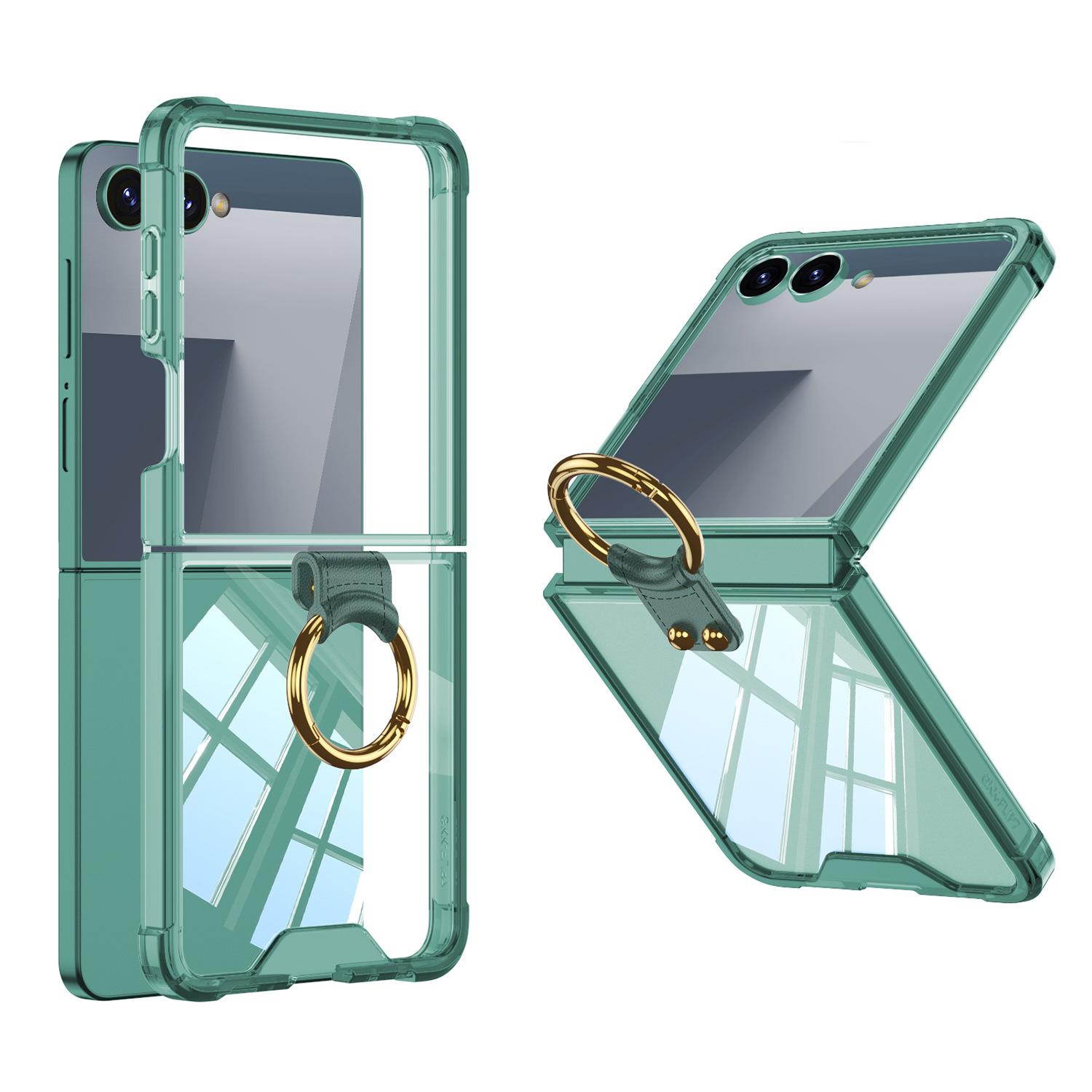 

Samsung Zflip7 Mobile Phone Case Transparent Airbag Ring Connected Simple Anti Fall Folding Full Package SM-Flip7