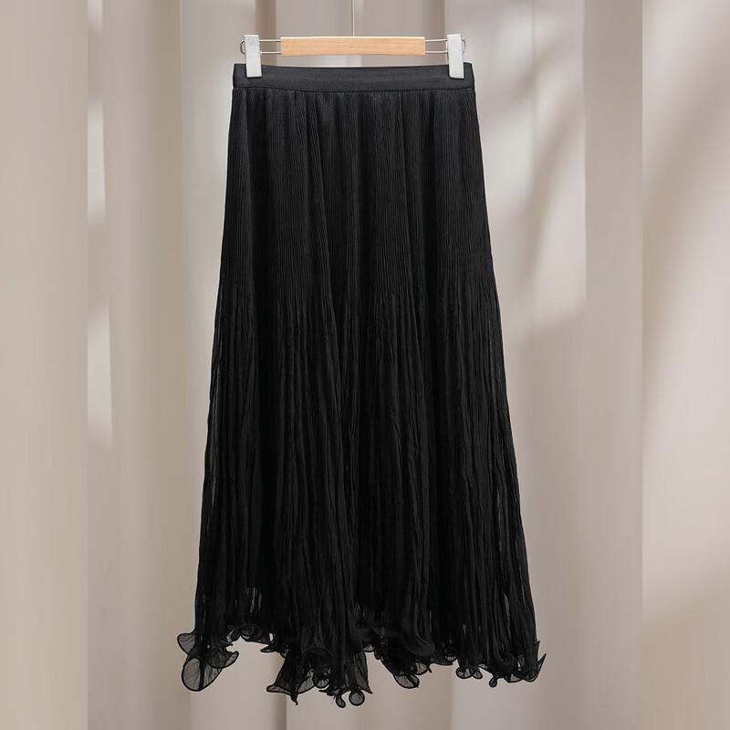 Bailuyu Textured Pleated A-Line Maxi Skirt S