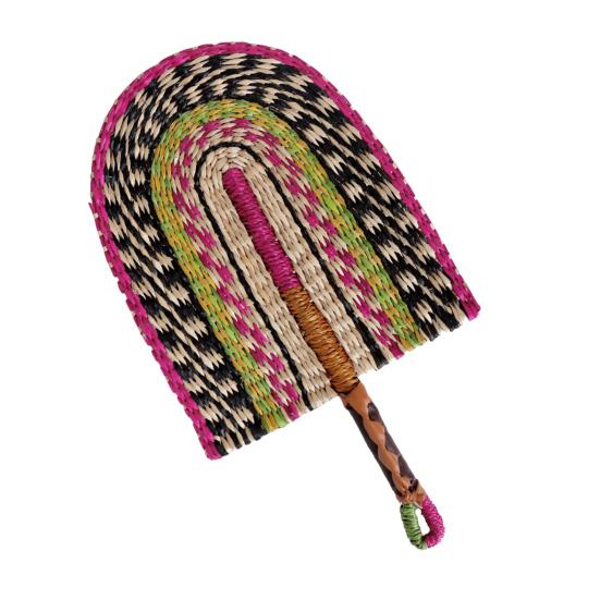 Handmade Straw Weaving Fan Natural Sea Grass Raffia Fan with Long