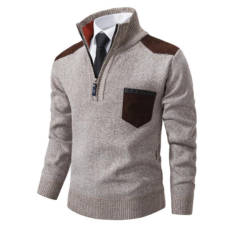 Autumn and Winter Tops Men's Stand-up Collar Thickened Sweater Knitted Sweater Pullover Plus Size Knitted Top Men's