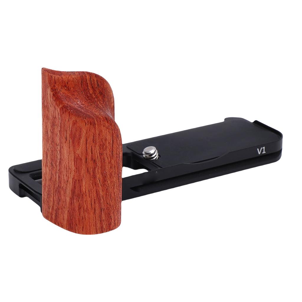L Bracket Fit for V1 Cameras Aluminum Quick Release Plate L Shape Handgrip with Wood Grip 1Celsius4 Inch Threaded Hole Support for Arca Trip