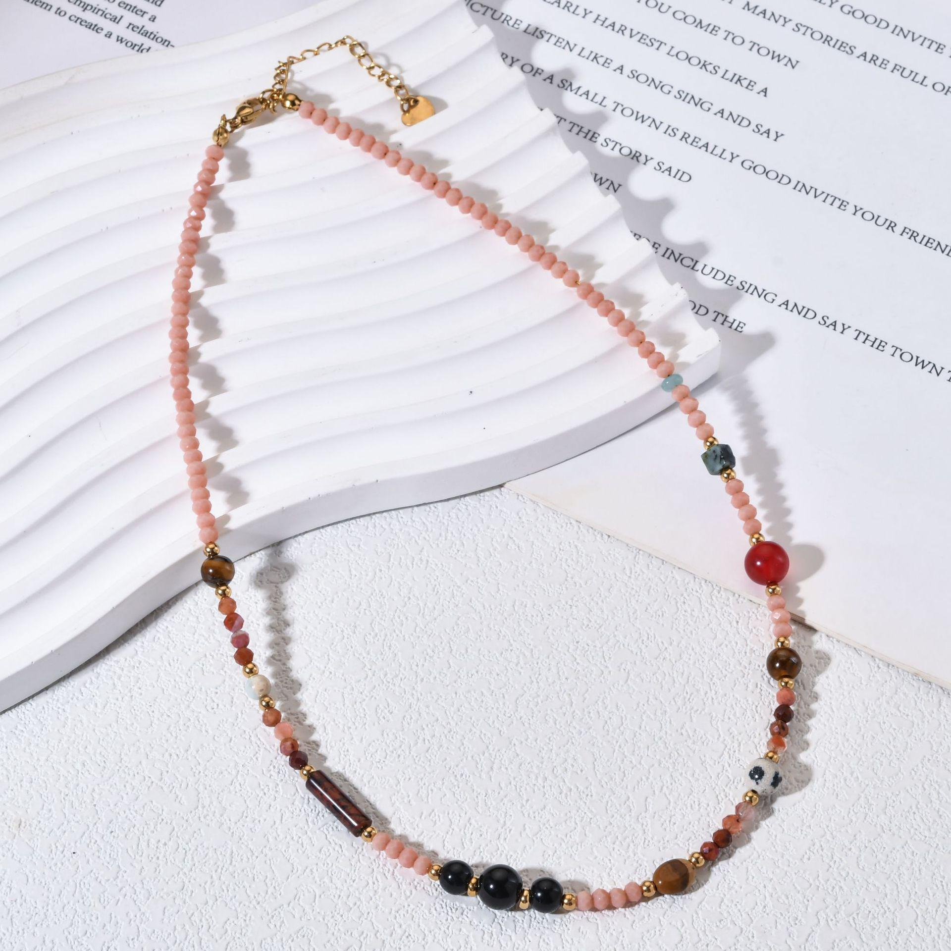 Elegant Colorful Crystal Beaded Necklace for Women – Light Luxury, Fashionable Summer Collarbone Chain