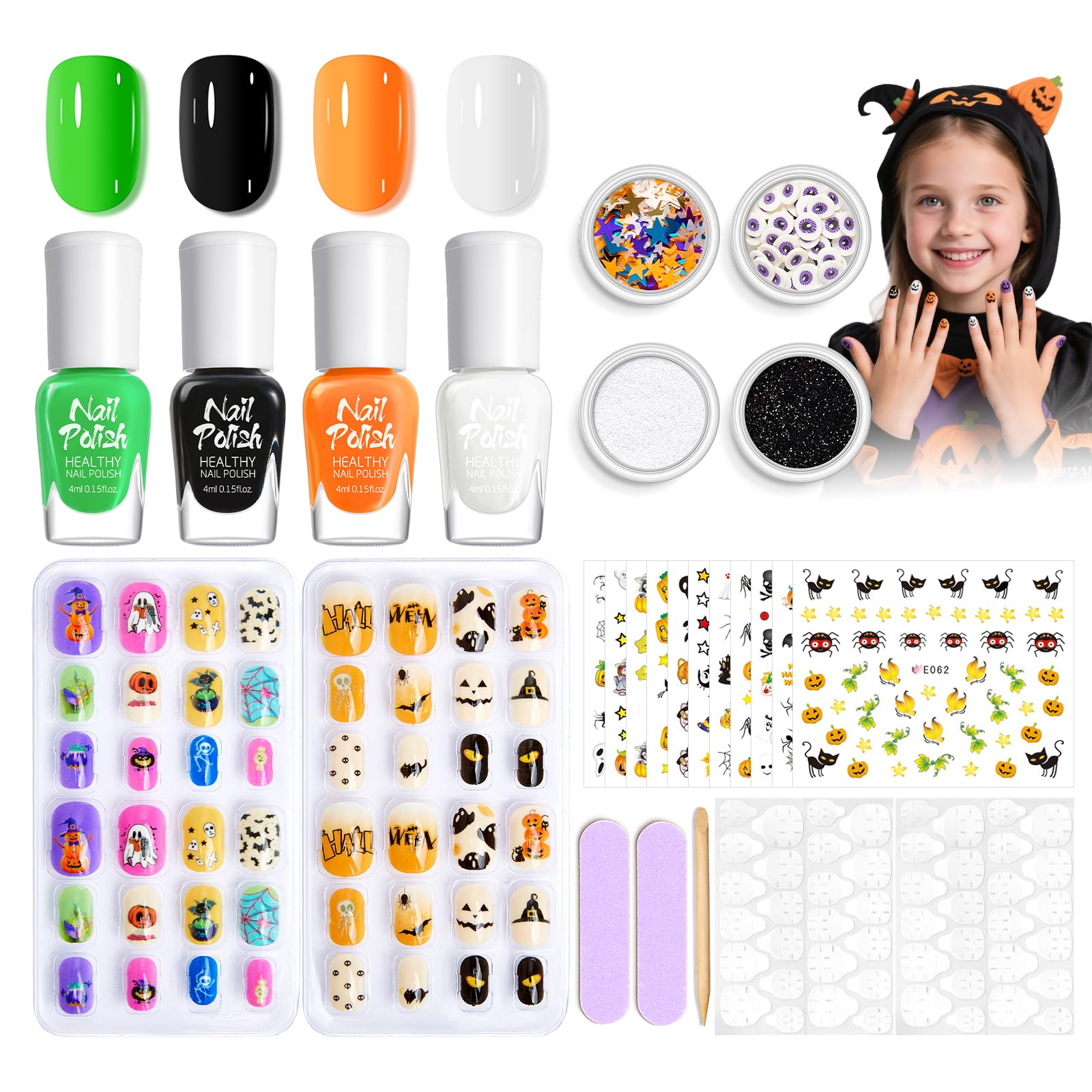 Набор для Хэллоуина для ногтей, Набор черных лаков