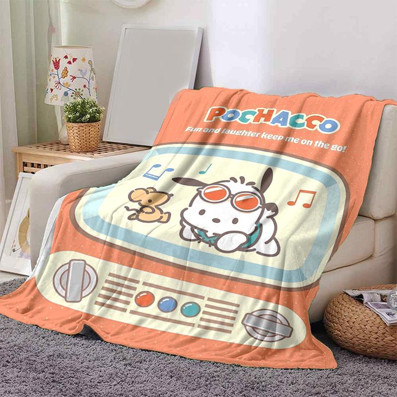 1pc Pochacco's Pastel Party Blanket, Home Decorative Throw Blanket for Family and Friend, Soft Warm Bedding Coverlet, All Seasons Use, Unique Gift Ide