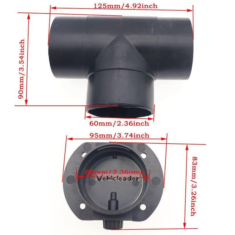 60mm/75mm Y Branch T Piece Air Vent Ducting Outlet Connector For Webasto Air Diesel Parking Heater Exhaust w/Regulating Valve