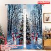 2pcs 2D Flat Printing Christmas Drapes Winter Snowman Christmas Tree Gifts_b 100% Polyester Fabric Without Electricity Festive