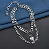 Cross-Border Double Layer Thick Chain Heart Pendant Necklace - European American Creative Openable Heart Clavicle Chain