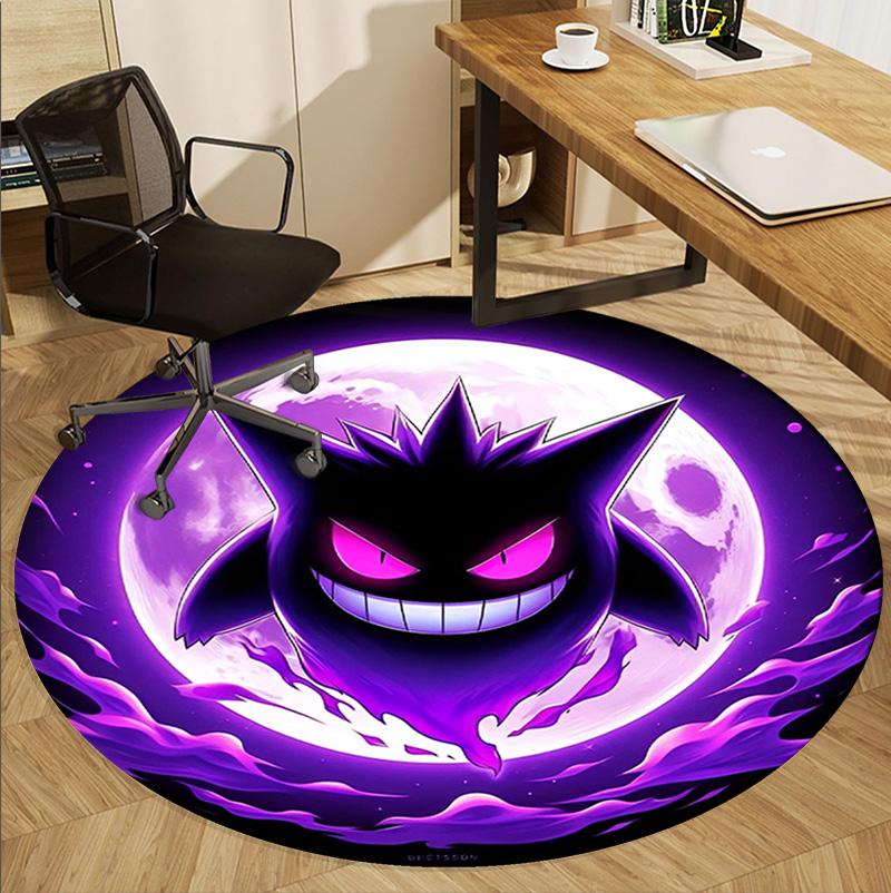 Gengar Pattern Round Rug, Indoor/Outdoor Mat, for Picnic, Gameroom, Bedroom, Office, Living Room, Home Decor Carpet, Birthday Gift