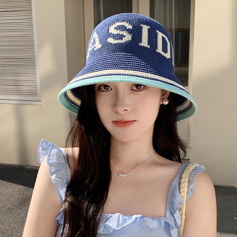 New Summer Hat for Women Knitted Fisherman Hat Sun Protection Sun Hat Summer Breathable Face showing Hat